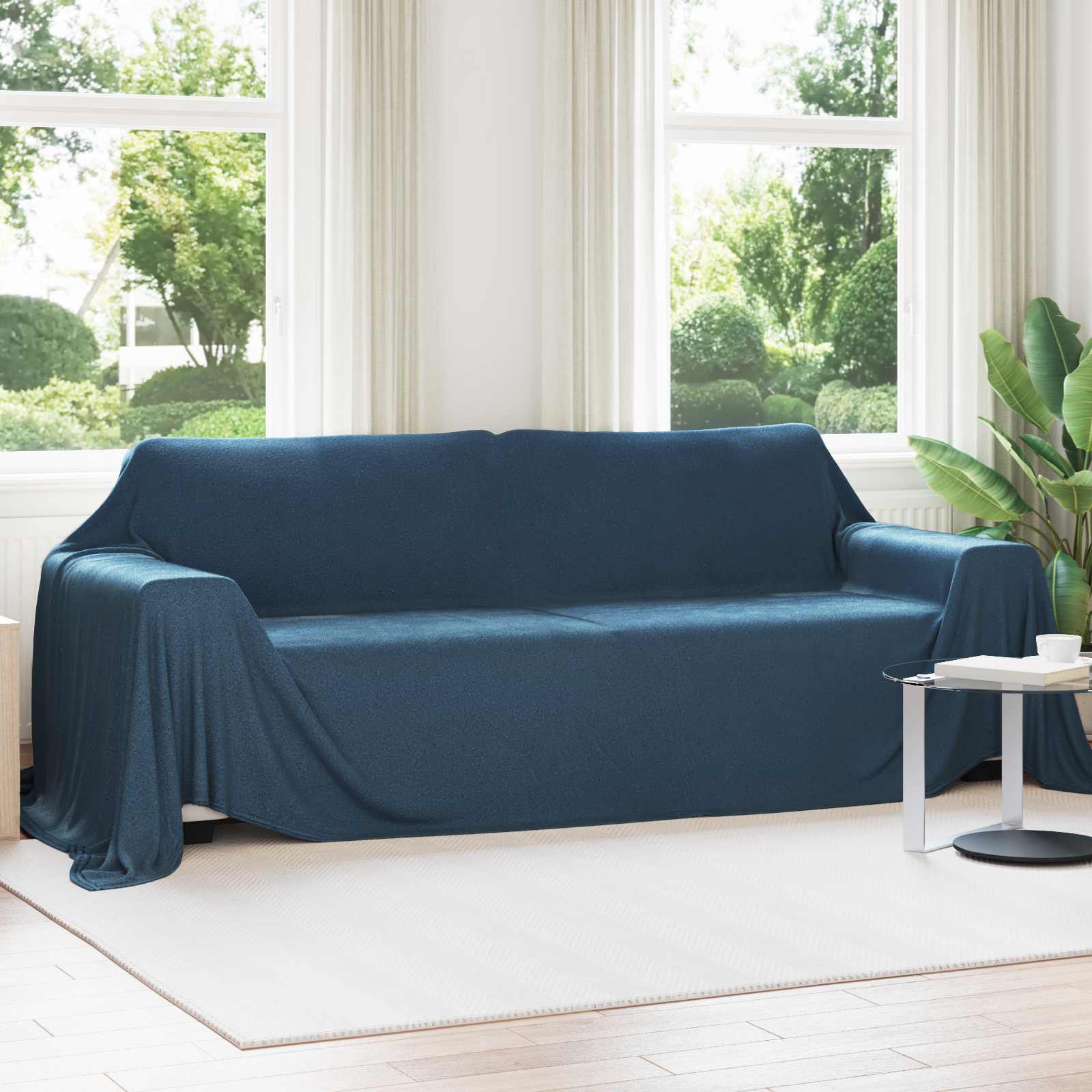 Überwurfdecke Marineblau 350 x 270 cm Fleece