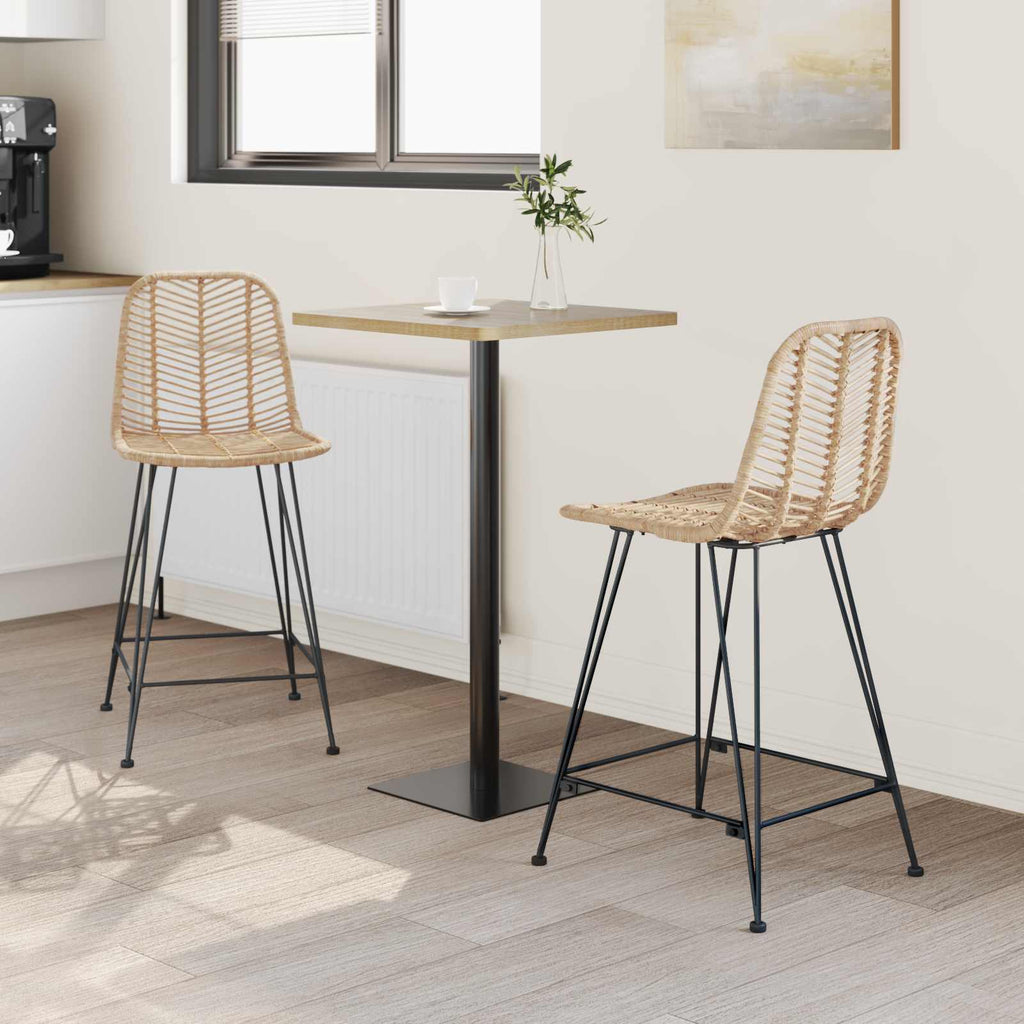 Barstuhl 2 pcs 44,5 x 54,5 x 97,5 cm Rattan und Eisen