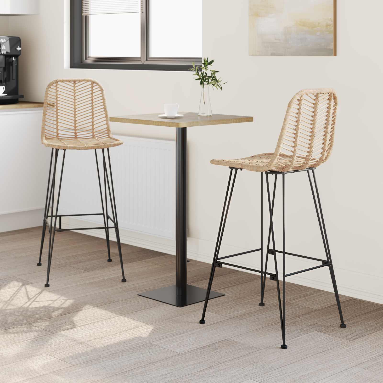 Barstuhl 2 pcs 44 x 52 x 111 cm Rattan und Eisen