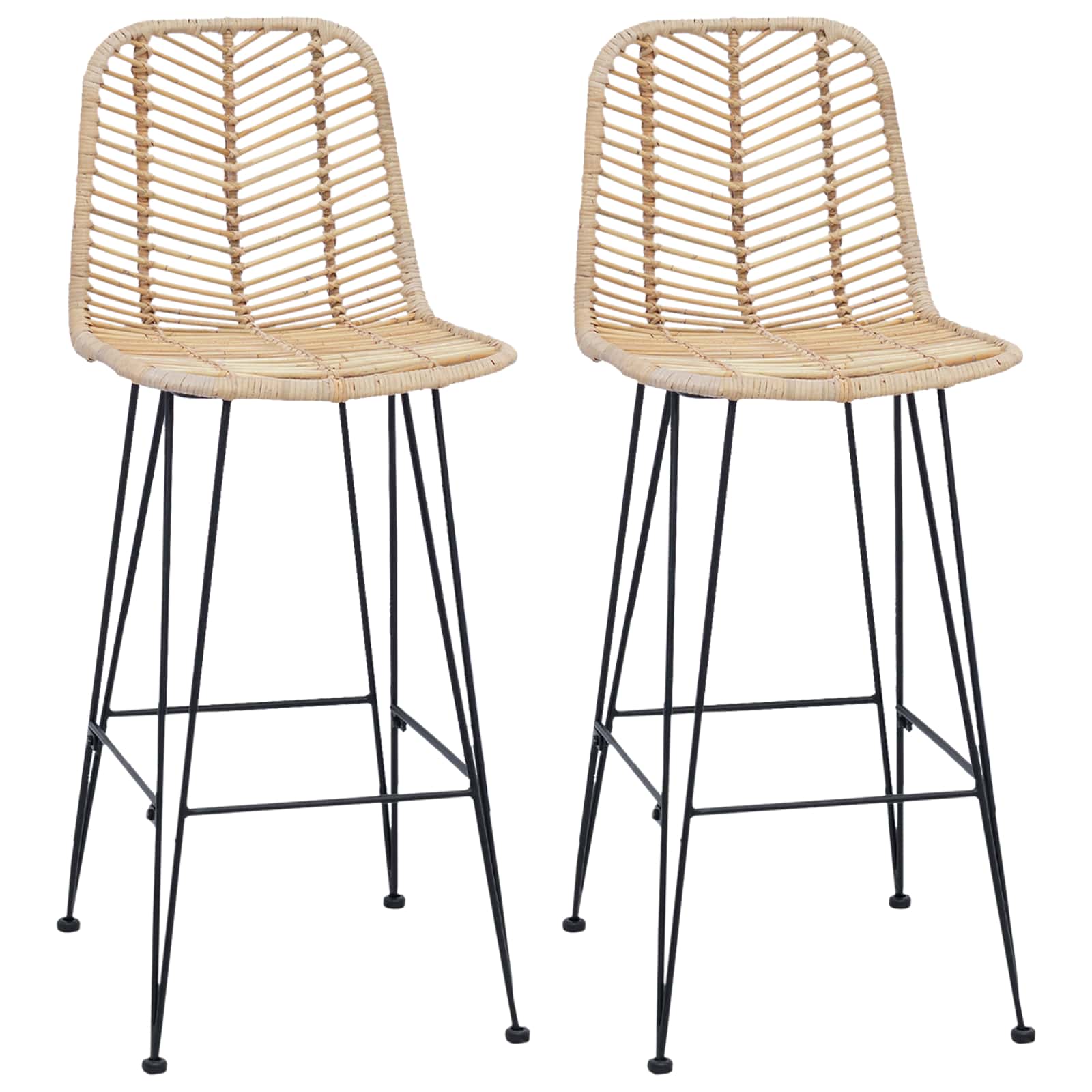 Barstuhl 2 pcs 44 x 52 x 111 cm Rattan und Eisen