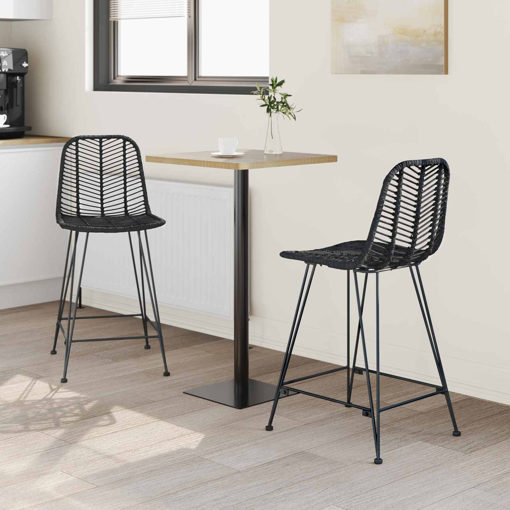 Barstuhl 2 pcs 44,5 x 54,5 x 97,5 cm Rattan und Eisen