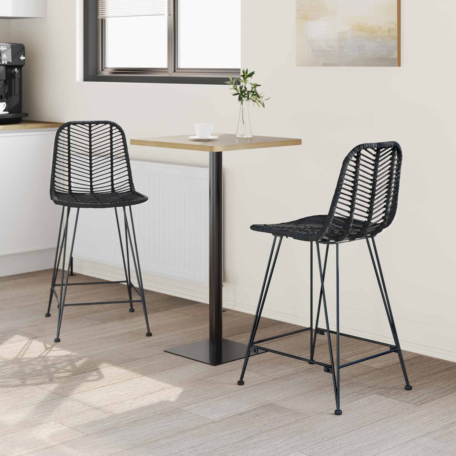 Barstuhl 2 pcs 44,5 x 54,5 x 97,5 cm Rattan und Eisen