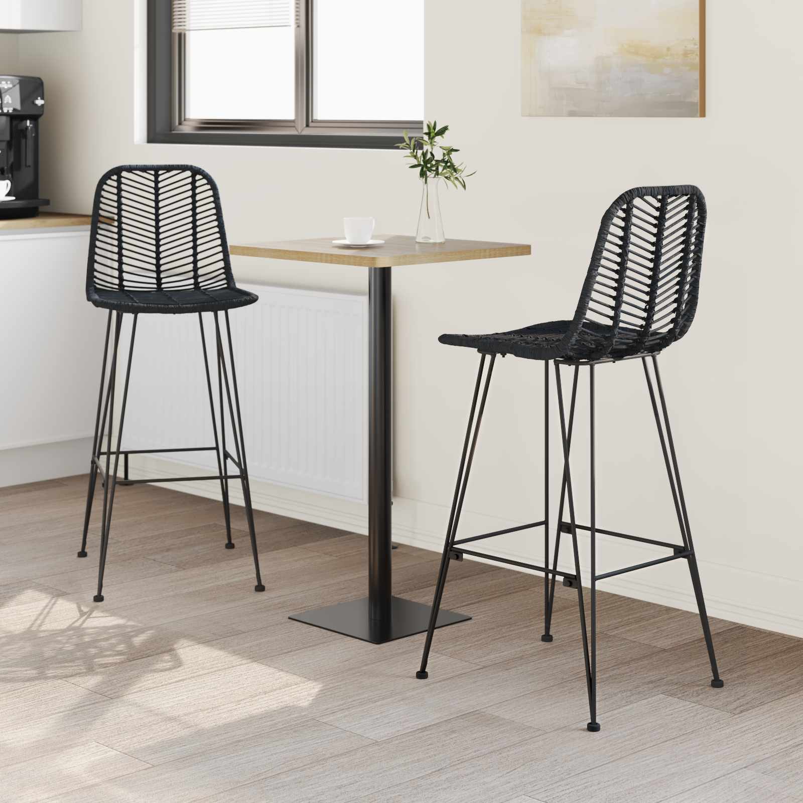 Barstuhl 2 pcs 44 x 52 x 111 cm Rattan und Eisen