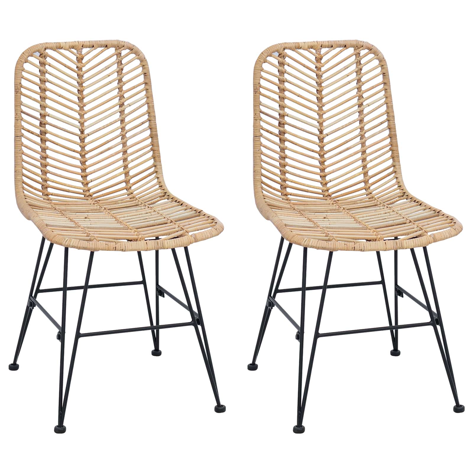 Esszimmerstuhl 2 pcs Rattan und Eisen Natur 44,5 x 54,5 x 85 cm