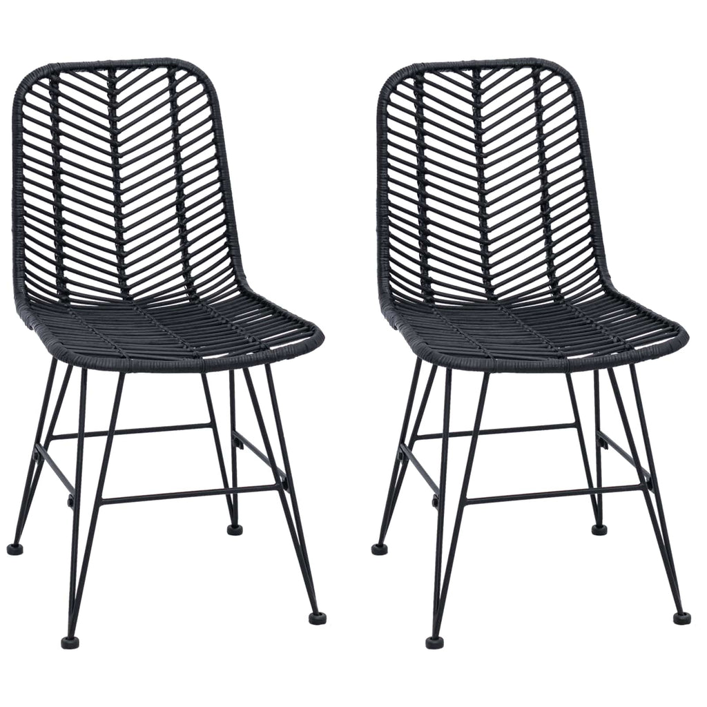 Esszimmerstuhl 2 pcs Rattan und Eisen Schwarz