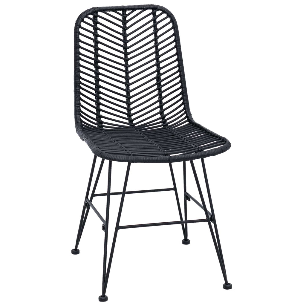 Esszimmerstuhl 2 pcs Rattan und Eisen Schwarz