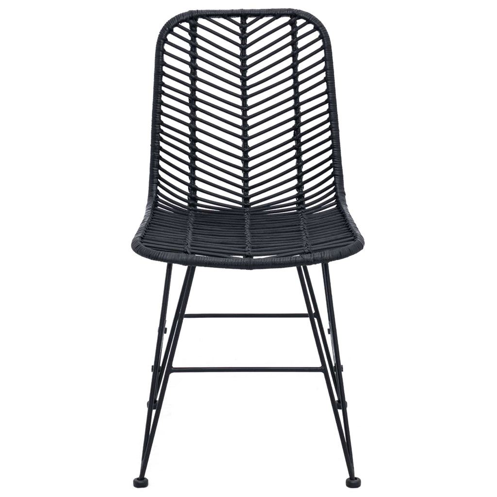 Esszimmerstuhl 2 pcs Rattan und Eisen Schwarz