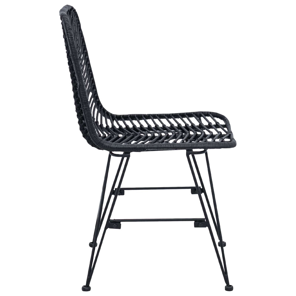 Esszimmerstuhl 2 pcs Rattan und Eisen Schwarz