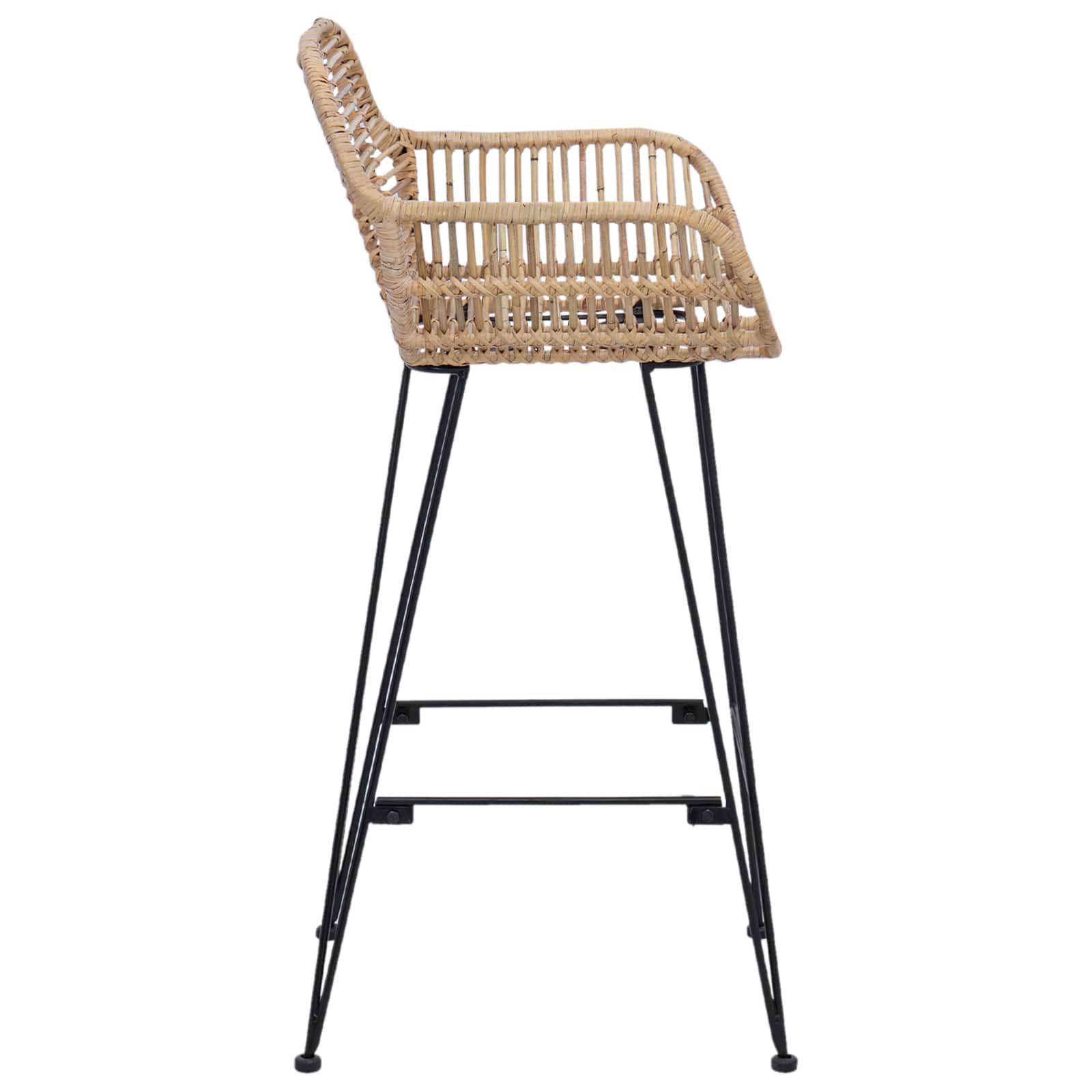 Barstuhl 2 pcs 55 x 52 x 92 cm Rattan und Eisen