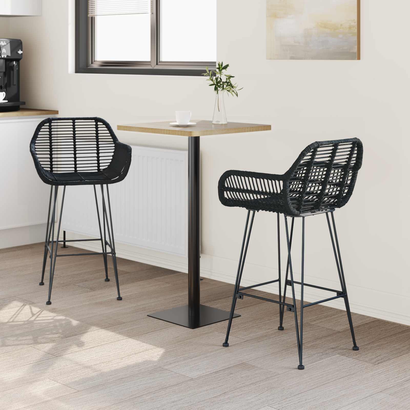 Barstuhl 2 pcs 55 x 52 x 92 cm Rattan und Eisen