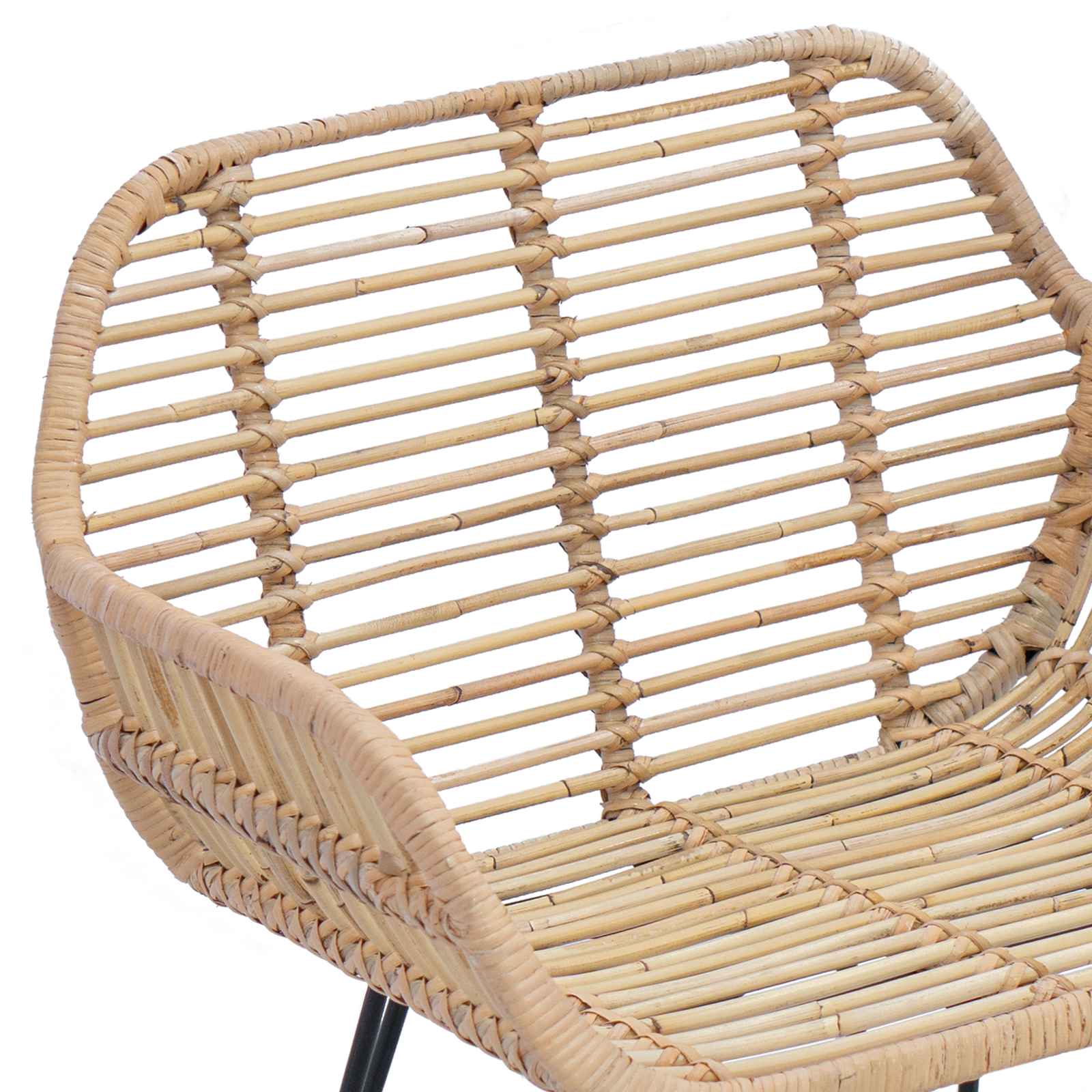 Esszimmerstuhl 2 pcs Rattan und Eisen Natur 55 x 50 x 74 cm