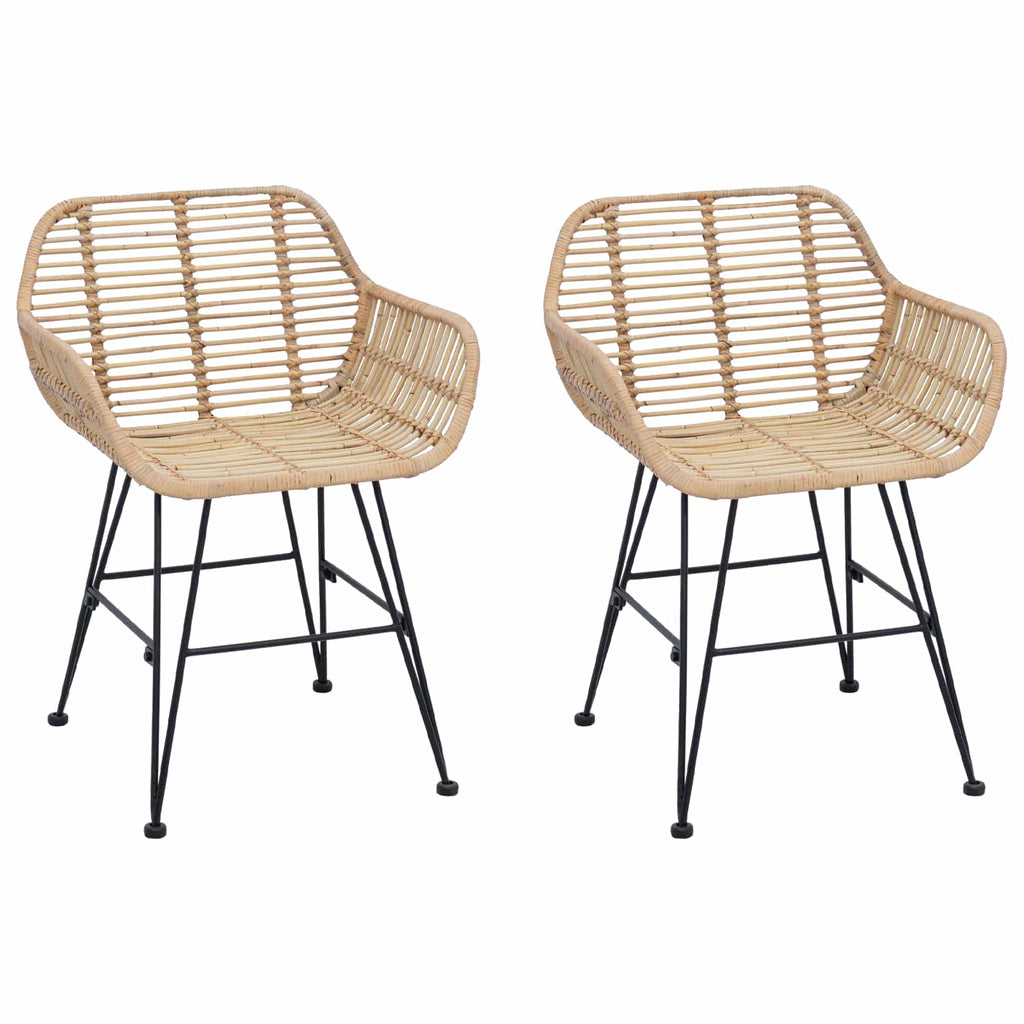 Esszimmerstuhl 2 pcs Rattan und Eisen Natur 55 x 50 x 74 cm