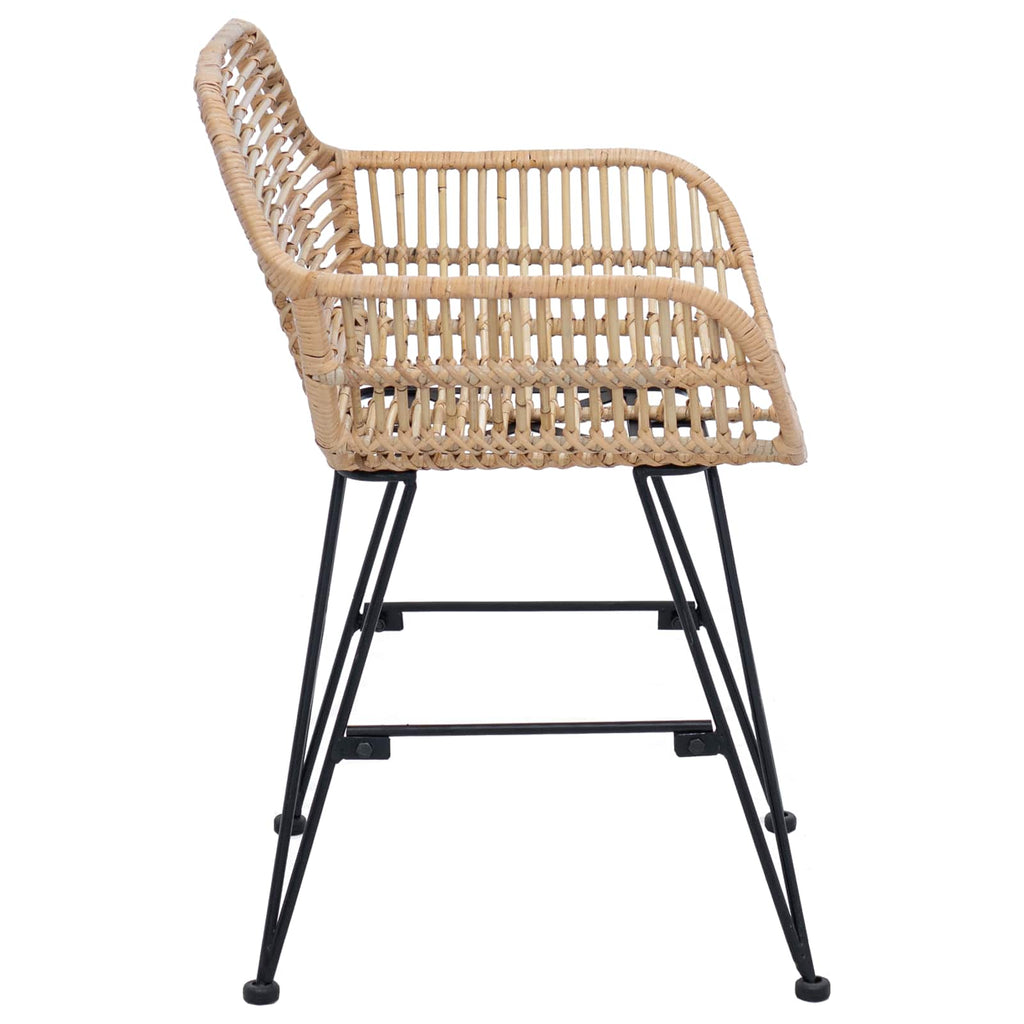 Esszimmerstuhl 2 pcs Rattan und Eisen Natur 55 x 50 x 74 cm