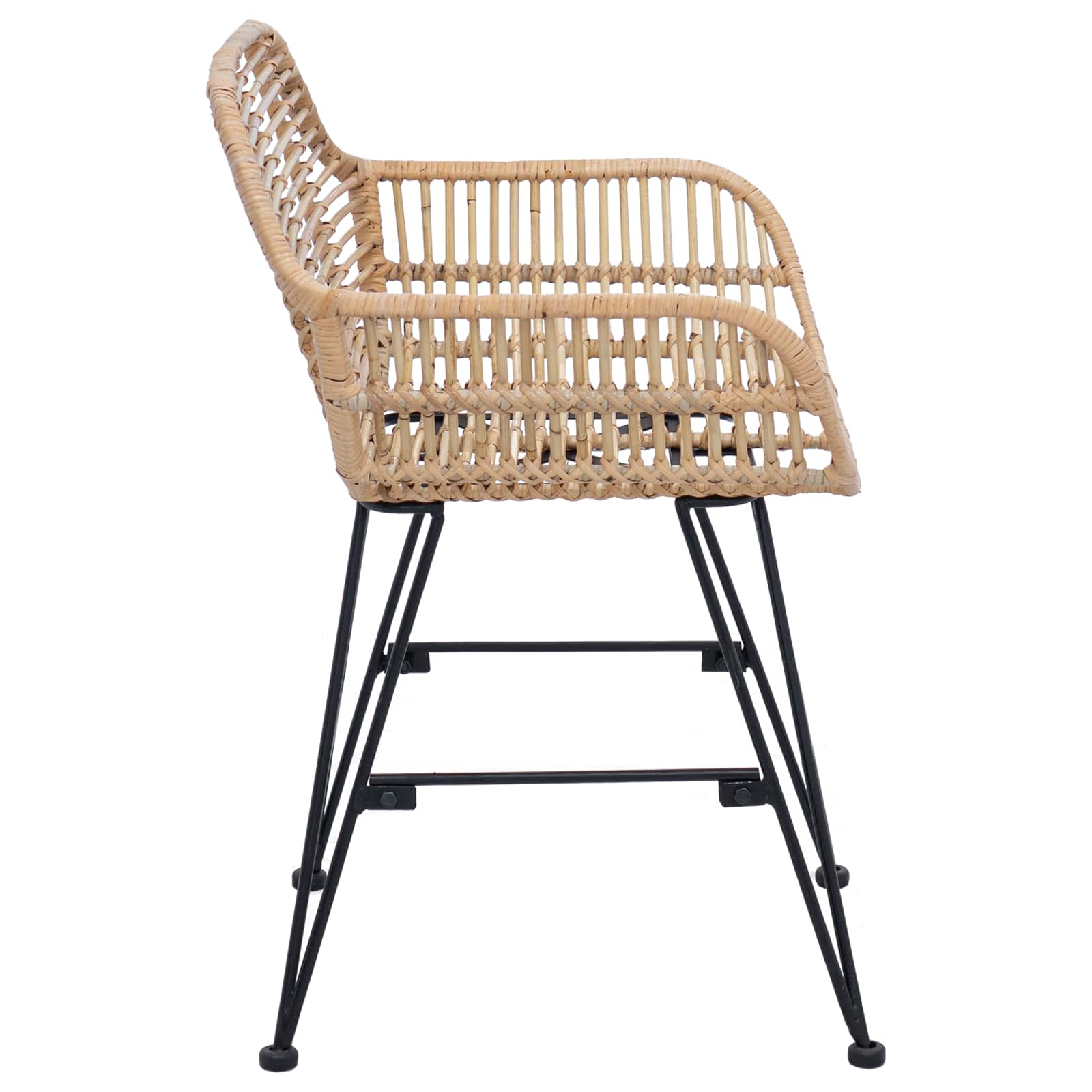 Esszimmerstuhl 2 pcs Rattan und Eisen Natur 55 x 50 x 74 cm