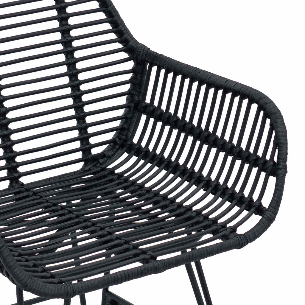 Esszimmerstuhl 2 pcs Rattan und Eisen Schwarz 55 x 50 x 74 cm