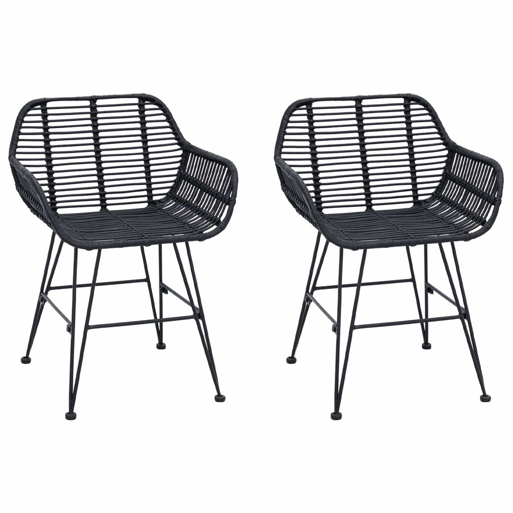 Esszimmerstuhl 2 pcs Rattan und Eisen Schwarz 55 x 50 x 74 cm