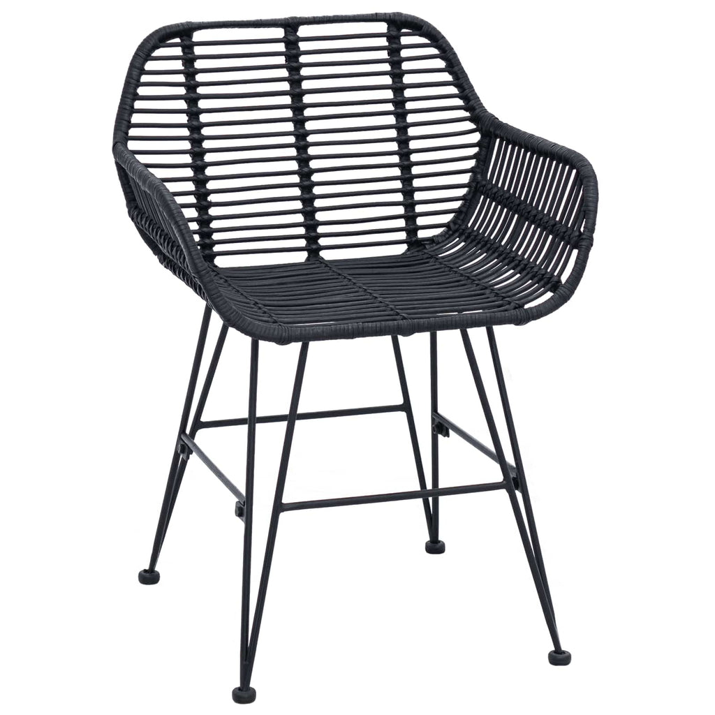 Esszimmerstuhl 2 pcs Rattan und Eisen Schwarz 55 x 50 x 74 cm
