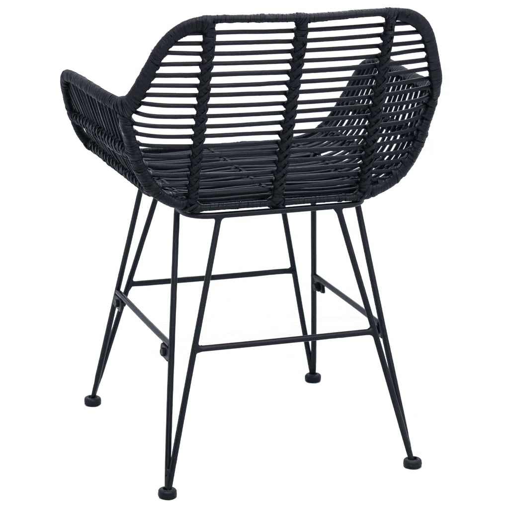 Esszimmerstuhl 2 pcs Rattan und Eisen Schwarz 55 x 50 x 74 cm