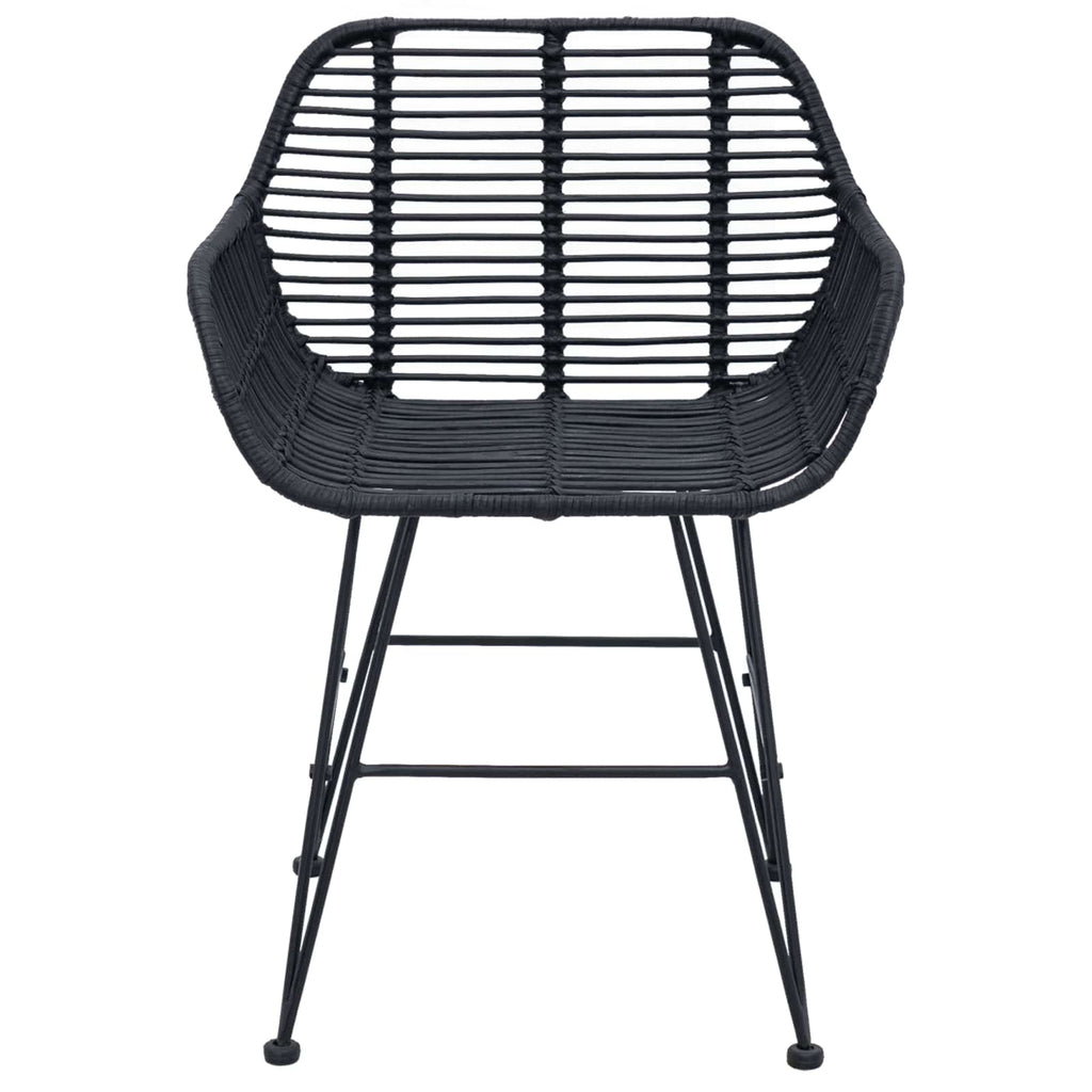 Esszimmerstuhl 2 pcs Rattan und Eisen Schwarz 55 x 50 x 74 cm