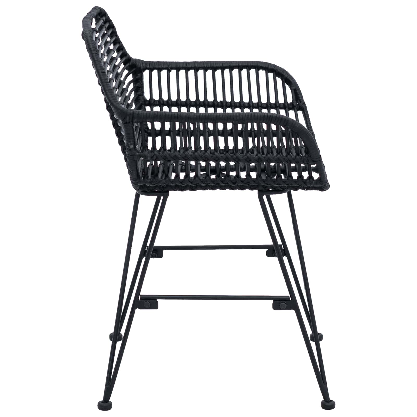Esszimmerstuhl 2 pcs Rattan und Eisen Schwarz 55 x 50 x 74 cm