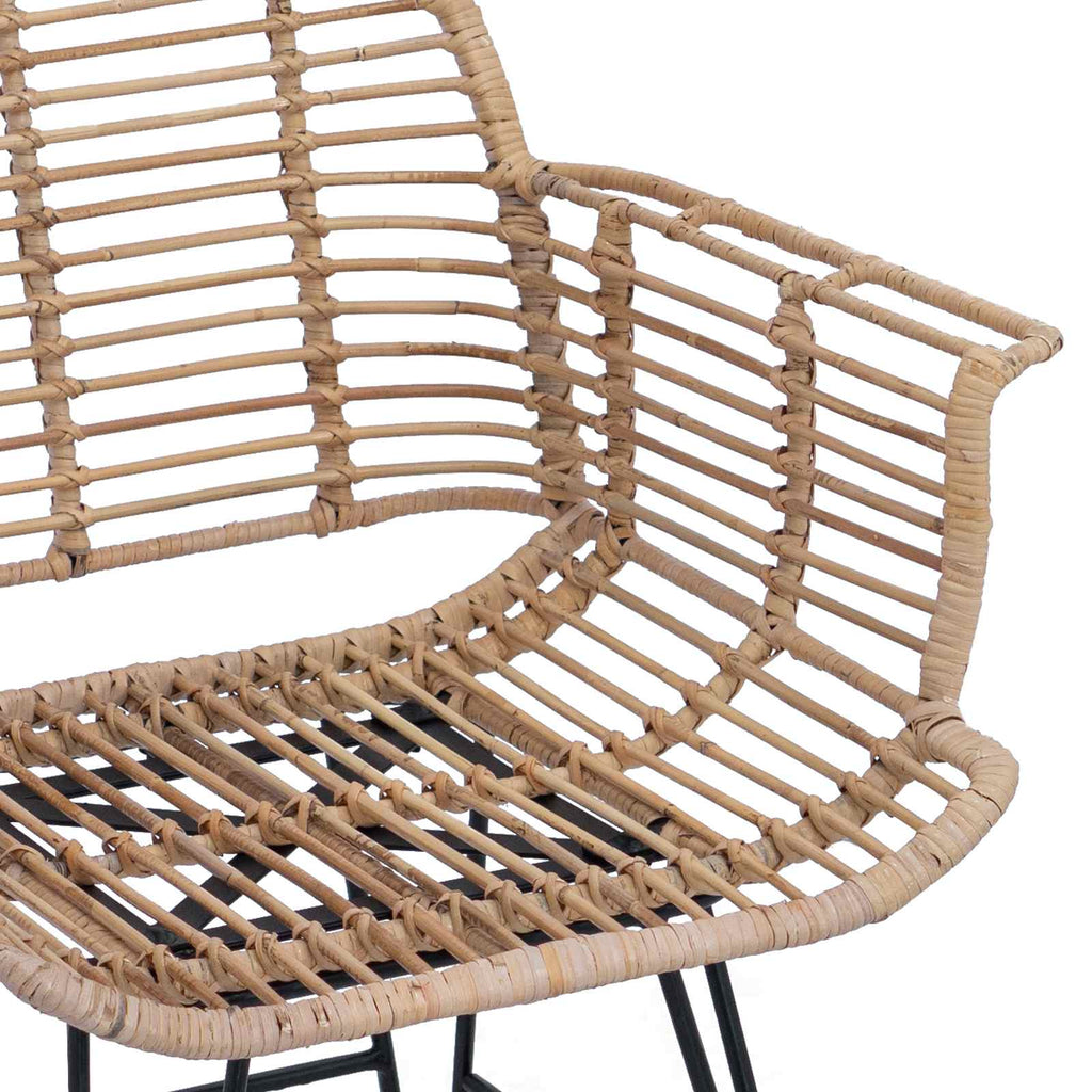 Esszimmerstuhl 2 pcs Rattan und Eisen Natur 57 x 55 x 85 cm