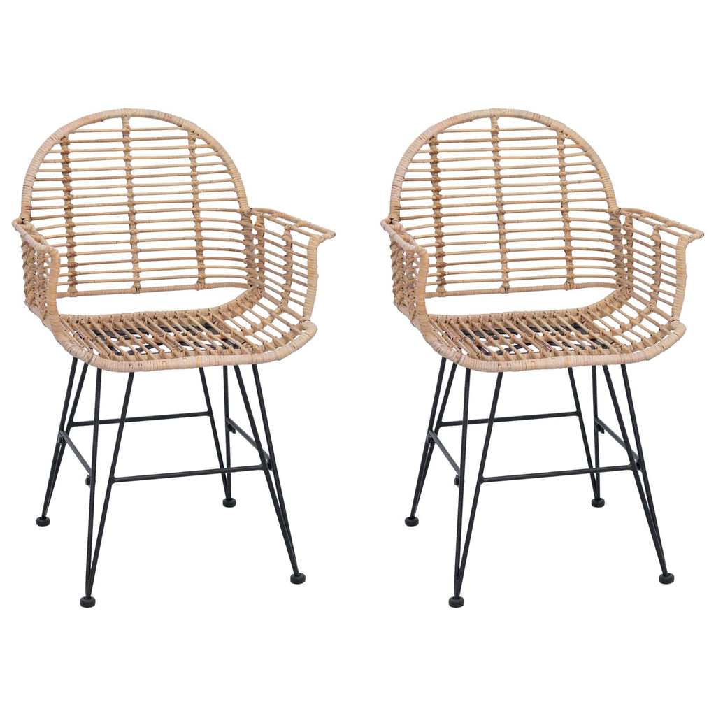 Esszimmerstuhl 2 pcs Rattan und Eisen Natur 57 x 55 x 85 cm