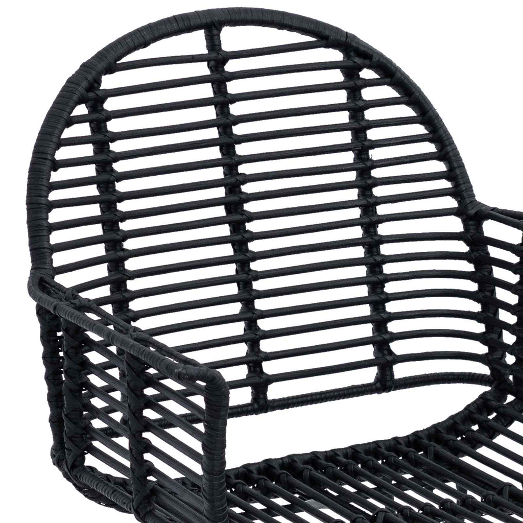 Esszimmerstuhl 2 pcs Rattan und Eisen Schwarz 57 x 55 x 85 cm