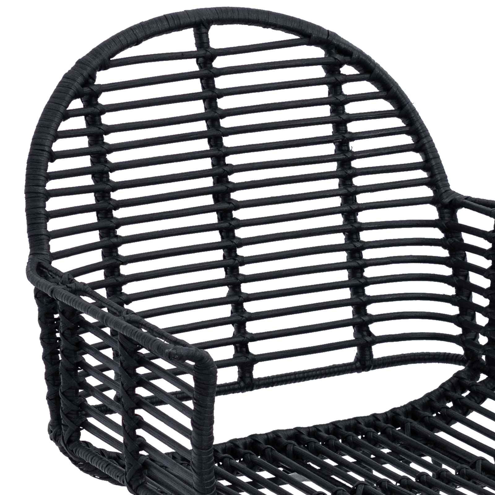 Esszimmerstuhl 2 pcs Rattan und Eisen Schwarz 57 x 55 x 85 cm