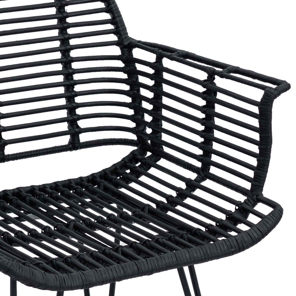 Esszimmerstuhl 2 pcs Rattan und Eisen Schwarz 57 x 55 x 85 cm