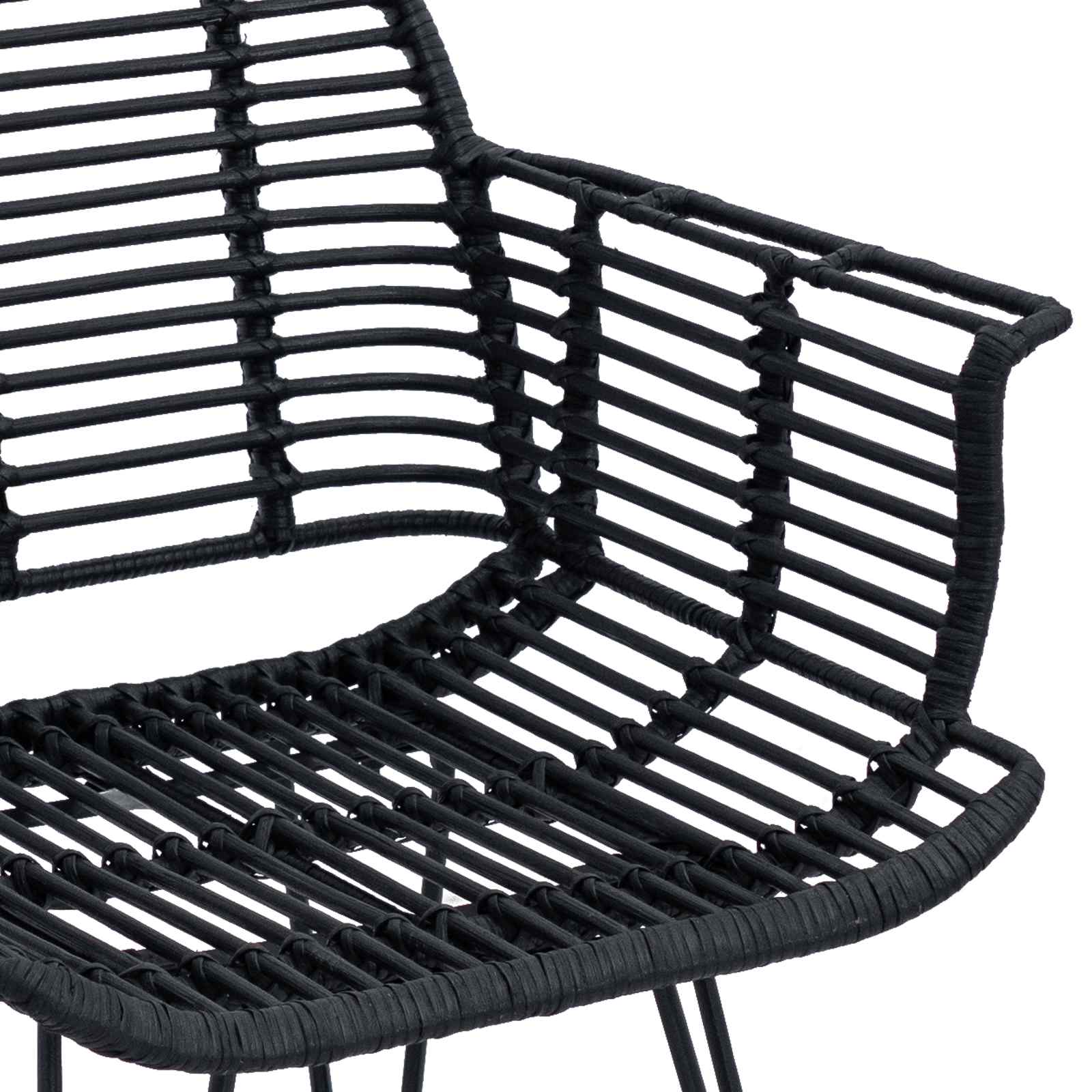 Esszimmerstuhl 2 pcs Rattan und Eisen Schwarz 57 x 55 x 85 cm
