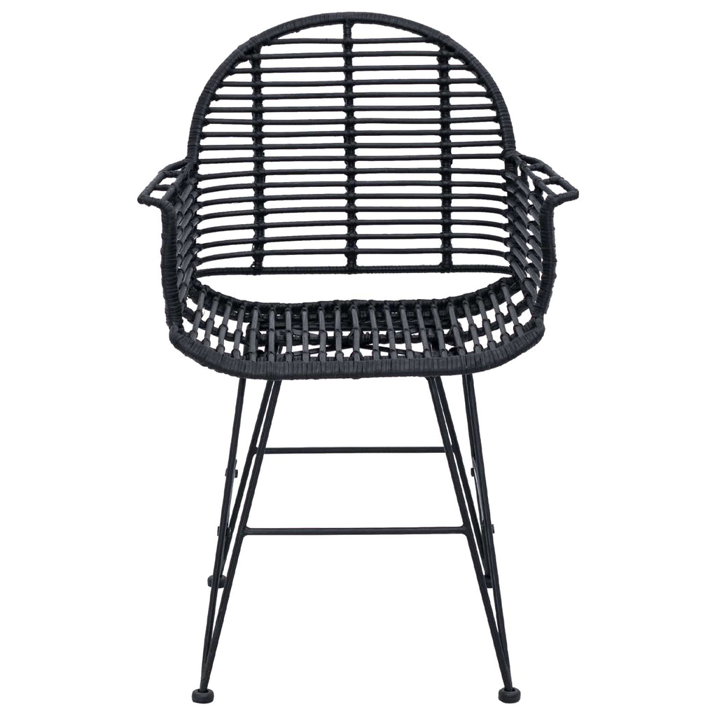 Esszimmerstuhl 2 pcs Rattan und Eisen Schwarz 57 x 55 x 85 cm