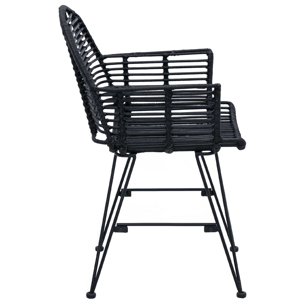 Esszimmerstuhl 2 pcs Rattan und Eisen Schwarz 57 x 55 x 85 cm