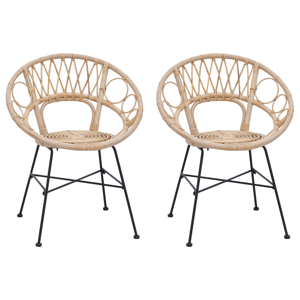 Esszimmerstuhl 2 pcs Rattan und Eisen Natur 54 x 65 x 82 cm