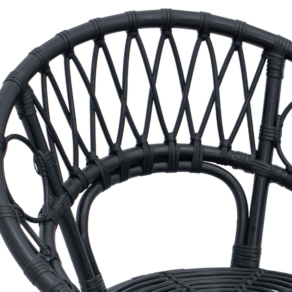 Esszimmerstuhl 2 pcs Rattan und Eisen Schwarz 54 x 65 x 82 cm