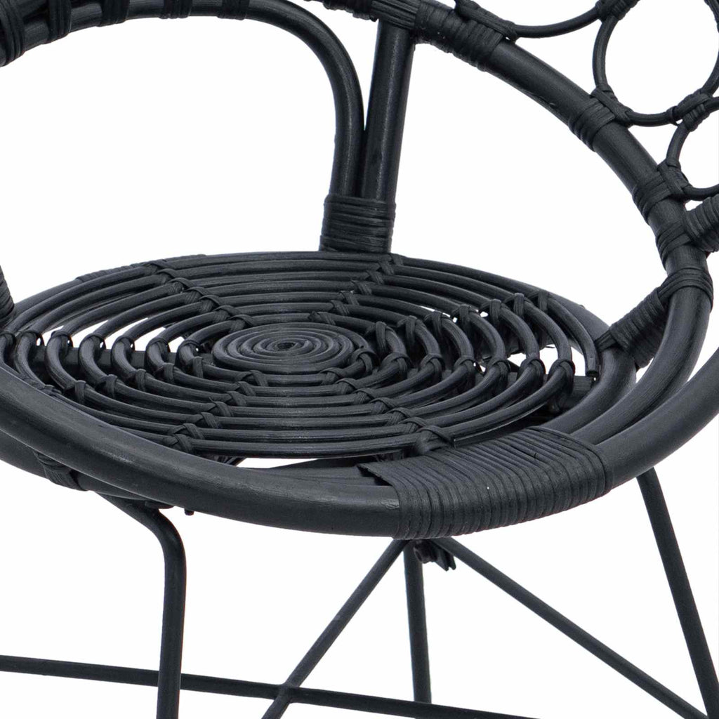 Esszimmerstuhl 2 pcs Rattan und Eisen Schwarz 54 x 65 x 82 cm