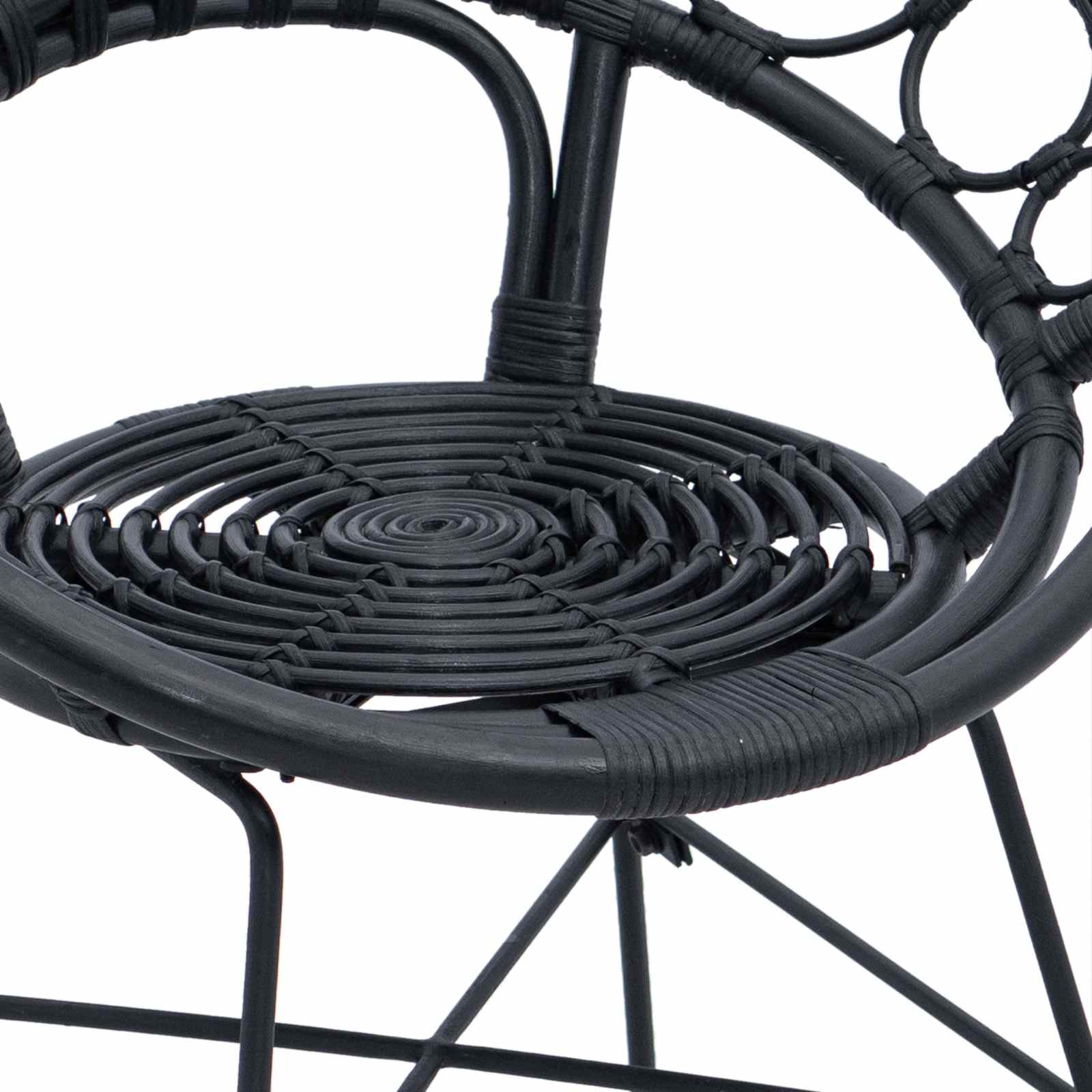 Esszimmerstuhl 2 pcs Rattan und Eisen Schwarz 54 x 65 x 82 cm