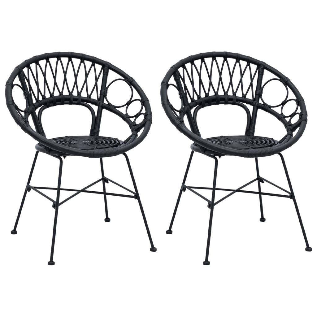 Esszimmerstuhl 2 pcs Rattan und Eisen Schwarz 54 x 65 x 82 cm