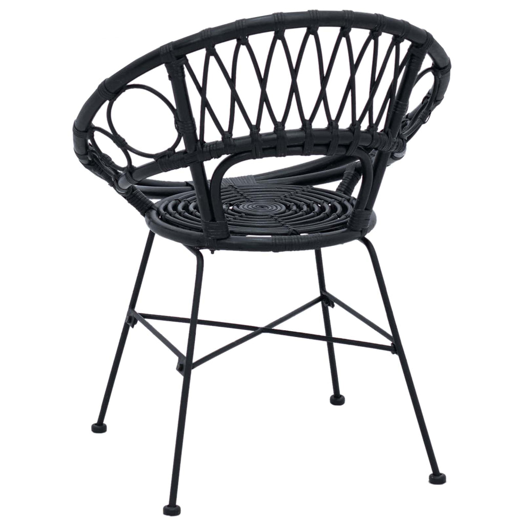 Esszimmerstuhl 2 pcs Rattan und Eisen Schwarz 54 x 65 x 82 cm