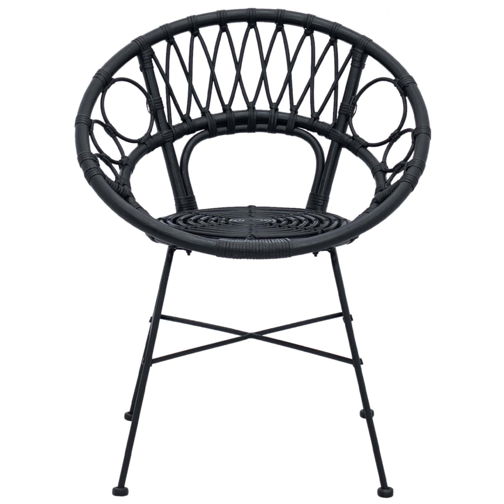 Esszimmerstuhl 2 pcs Rattan und Eisen Schwarz 54 x 65 x 82 cm