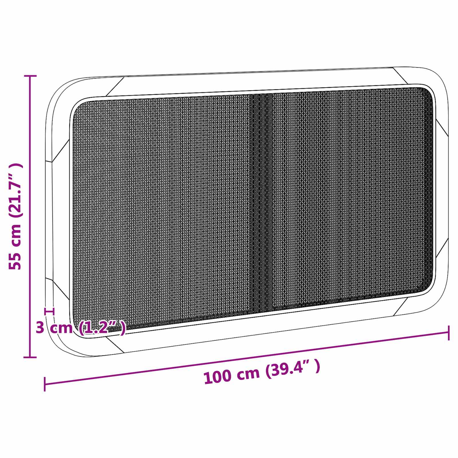 Kopfteil mit Kopfteil Schwarz 100 x 55 x 3 cm Rattan