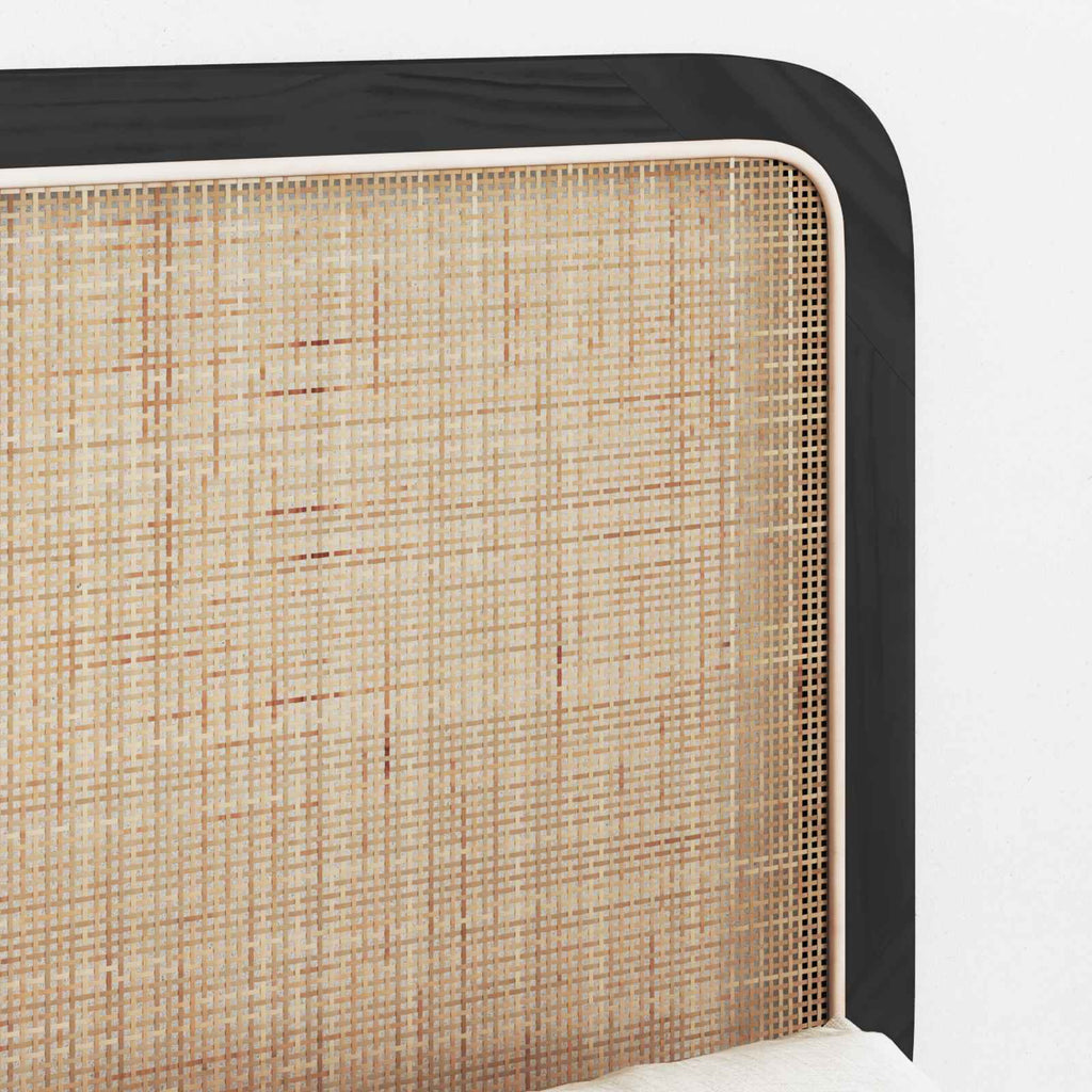 Kopfteil mit Kopfteil Schwarz 120 x 55 x 3 cm Rattan