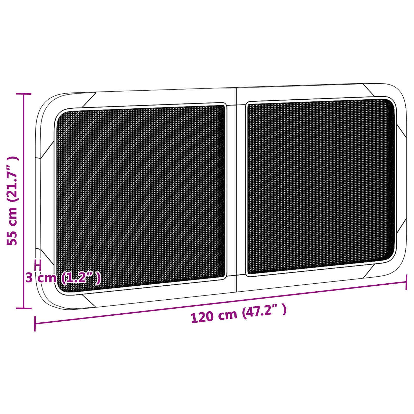 Kopfteil mit Kopfteil Schwarz 120 x 55 x 3 cm Rattan