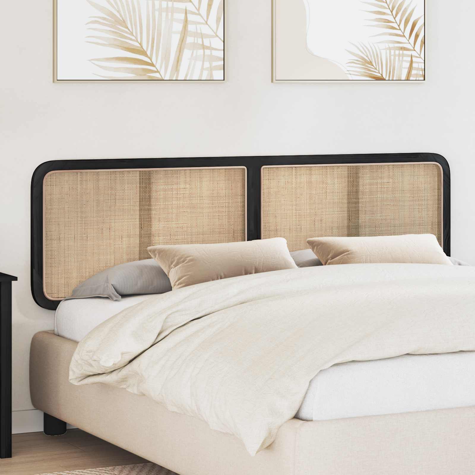 Kopfteil mit Kopfteil Schwarz 180 x 55 x 3 cm Rattan
