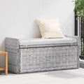 Sitzbank mit Stauraum Weiß gewaschen 110 x 40 x 50 cm Rattan