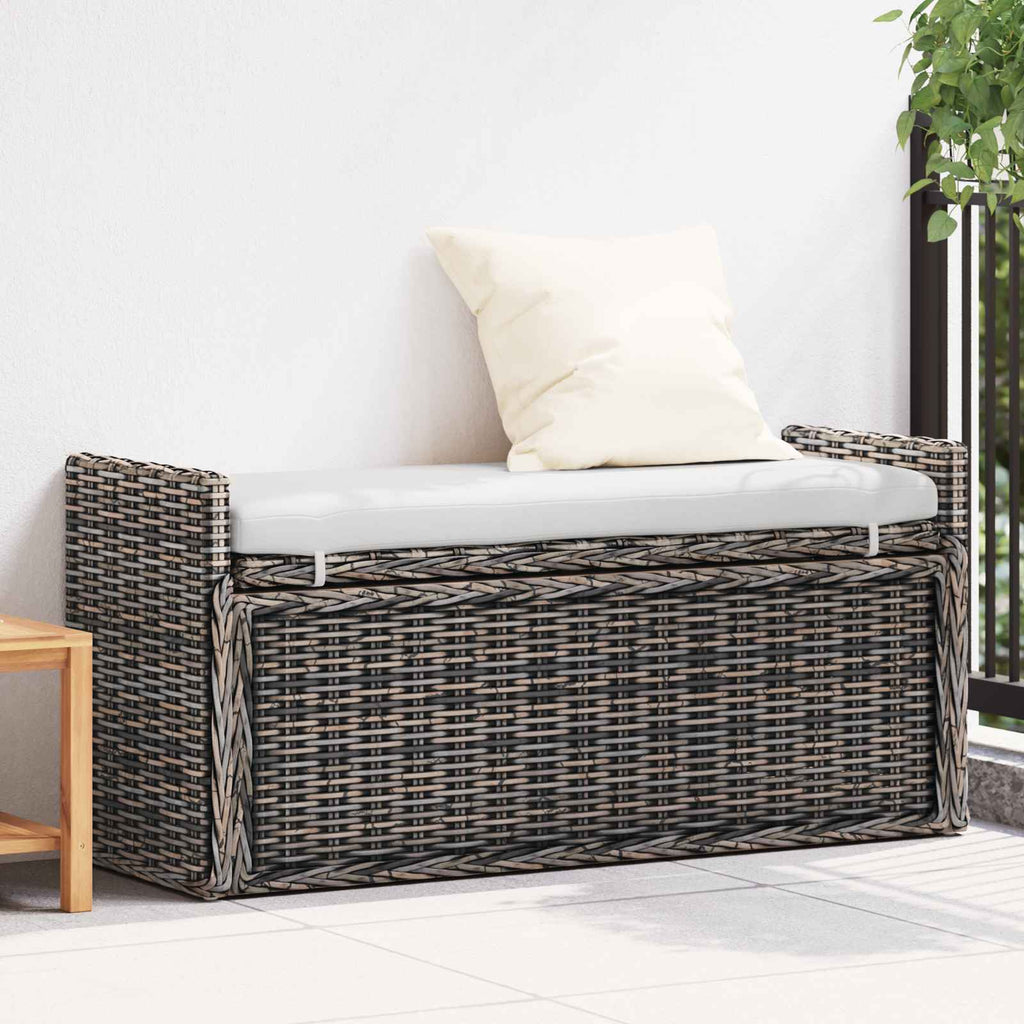 Sitzbank mit Stauraum Schwarz gewaschen 110 x 40 x 50 cm Rattan