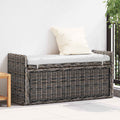 Sitzbank mit Stauraum Schwarz gewaschen 110 x 40 x 50 cm Rattan