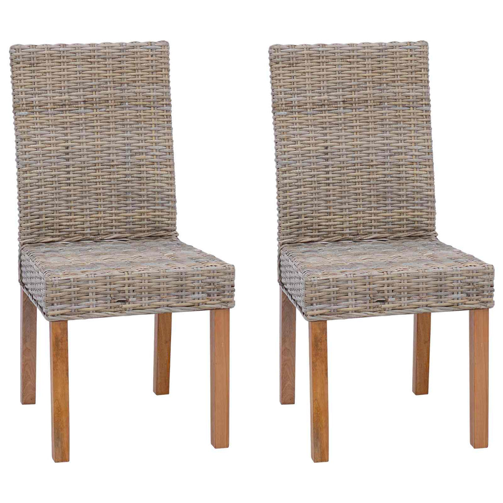 Esszimmerstuhl 2 pcs Kubu-Rattan und Massivholz aus Mahagoni