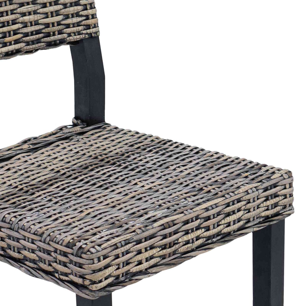 Esszimmerstuhl 2 pcs Kubu Rattan Schwarz gewaschen