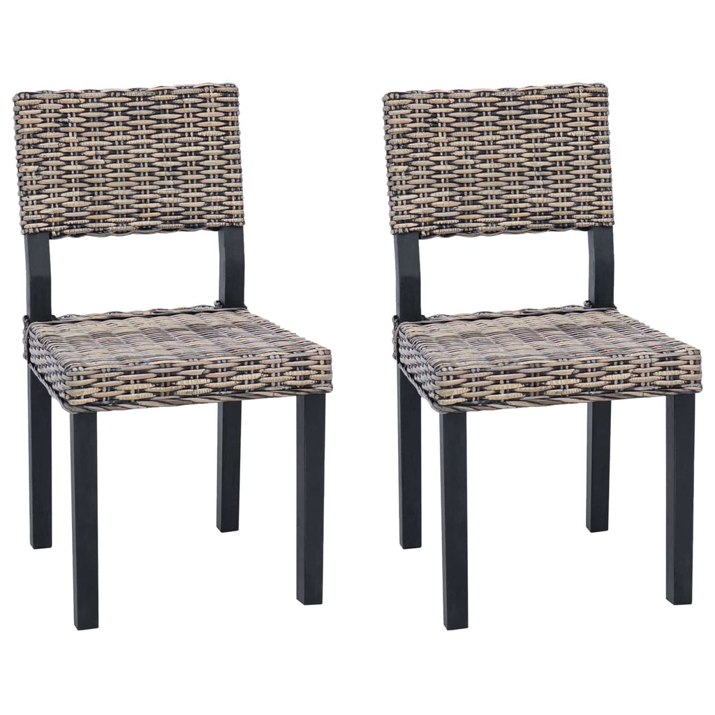 Esszimmerstuhl 2 pcs Kubu Rattan Schwarz gewaschen