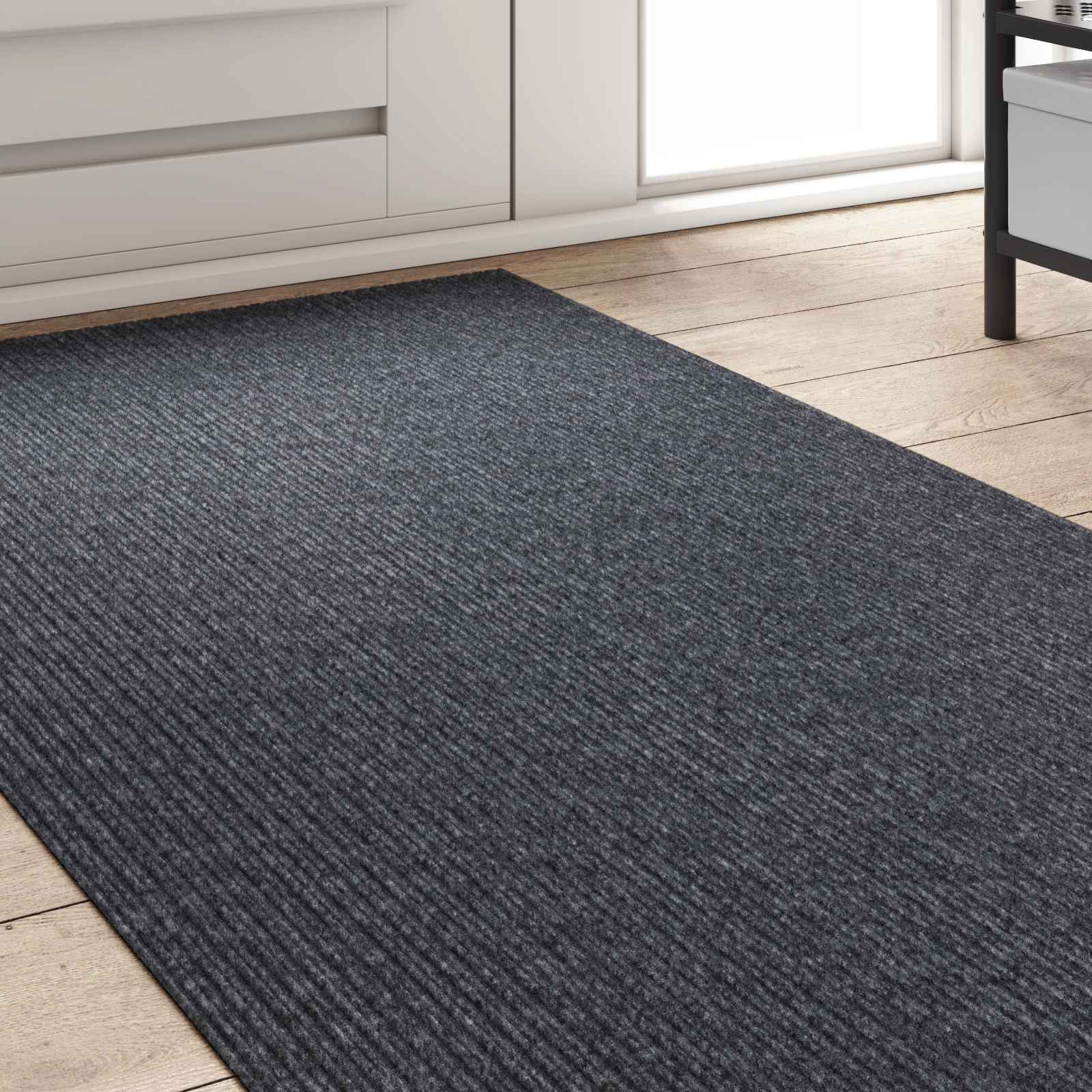 Teppichläufer Grau 80 x 300 cm Stoff